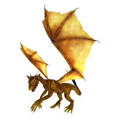 Fototapeta premium 3D Rendering Golden Dragon on White