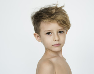 Kid Shirtless Topless Natural Race Studio Shoot