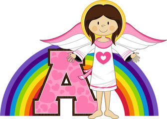 A is for Angel Alphabet Learning Illustration