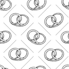 Seamless vector pattern with pretzels.