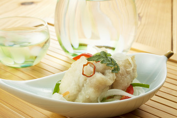 ハモの南蛮漬けと日本酒