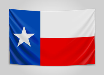 Hanging flag of Texas. State flag concept.