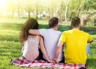 Love triangle in park