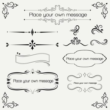 Ornate vintage design elements with calligraphy swirls