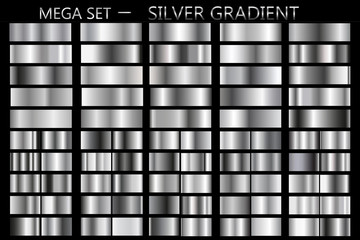 Set of silver gradients.Metallic squares collection,Vector illustration.
