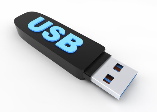 USB key external storage device 3d rendering