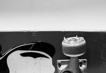 Fototapeta na wymiar Skateboard isolated on white background. Black and white photography.