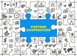 Partner Kooperation / Puzzle mit Symbole