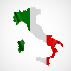 Hanging Italy flag in form of map. Italian Republic. National flag concept.