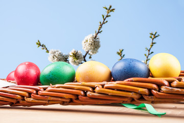 Easter colored eggs and Easter Caroling