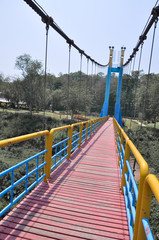 blue and yellow bridge