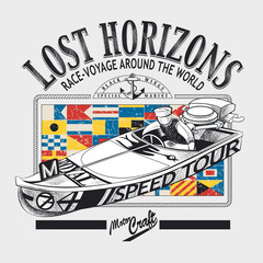 Race voyage badge with flags