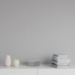 Mockup poster in the interior, trend color, 3D rendering