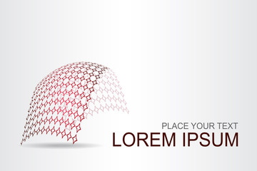 Logo stylized spherical surface with abstract shapes