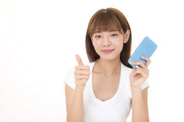 Naklejka premium スマートフォンを持つ女性