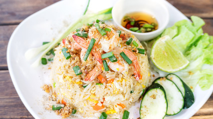 Fried rice with shrimp, (Thai food).