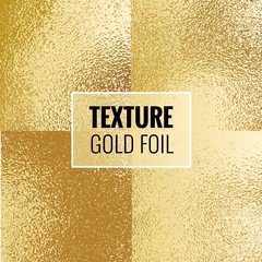 Set of shiny gold foil textures. Golden  background template for invitations, posters, cards.Vector illustration