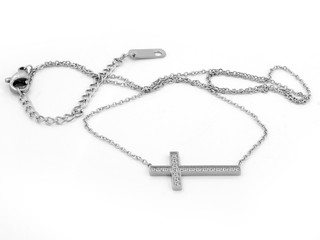Cross necklace Silver One color background