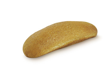 Long loaf of bread isolated on white background
