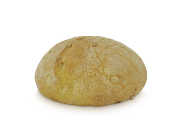 Fototapeta na wymiar Round Loaf of bread (Ciabatta) isolated on white background