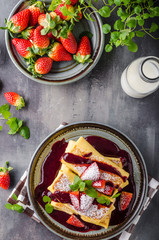 Filled pancakes with strawberries