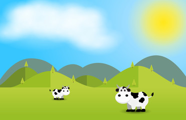 Obraz na płótnie Canvas Paesaggio di campagna con mucche