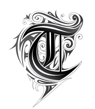 Tribal tattoo letters Royalty Free Vector Image