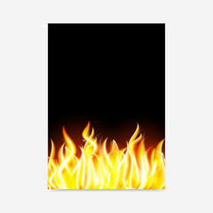 Vector burning fire abstract poster background blank template