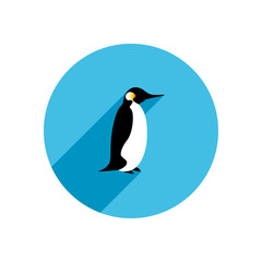 Flat design realistic vector penguin icon with long shadow