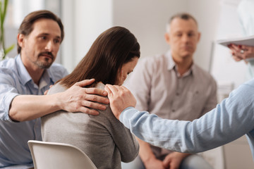 Back view of upset female being disappointed