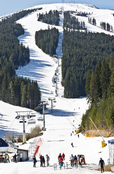 Ski slope at winter resort Bansko, Bulgaria 