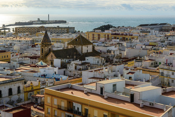 Fototapeta premium Panoramic view of Cadiz from Tavira tower, Andalusia, Spain