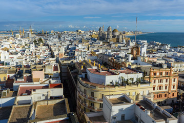 Panoramic view of Cadiz from Tavira tower, Andalusia, Spain © Noradoa