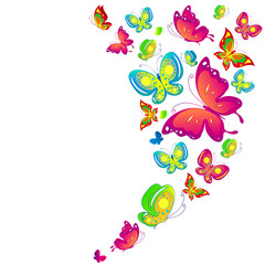 beautiful color butterflies,set, isolated  on a white