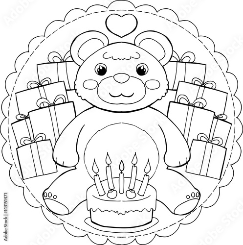 Download "Happy birthday teddy bear mandala coloring vector" Stock ...