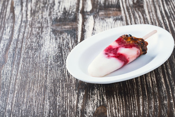 Homemade strawberry and  granola ice pops