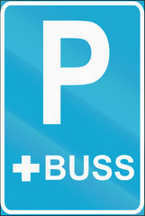 Road sign used in Estonia - Bus Parking place