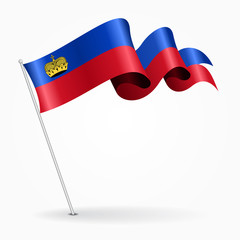 Liechtenstein pin wavy flag. Vector illustration.