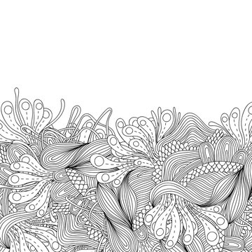 Abstract hand drawn zentangle style frame. Doodle art decorative border.