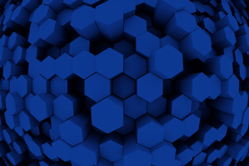 design element. 3D illustration. rendering. abstract hexagon green dark background