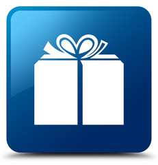 Gift box icon blue square button