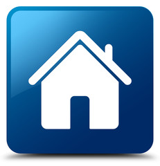 Fototapeta na wymiar Home icon blue square button