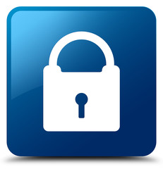 Padlock icon blue square button