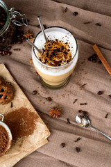 Fototapeta premium coffee latte with chocolate sprinkles
