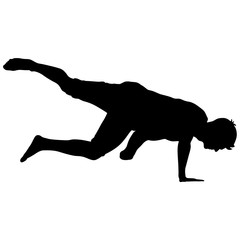 Black Silhouettes breakdancer on a white background