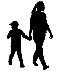 Silhouette of happy family on a white background