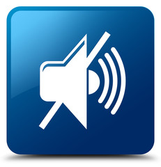 Mute volume icon blue square button
