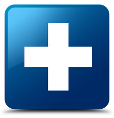 Plus icon blue square button