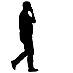 Black silhouette man standing, people on white background