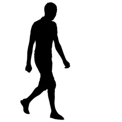 Black silhouette man standing, people on white background